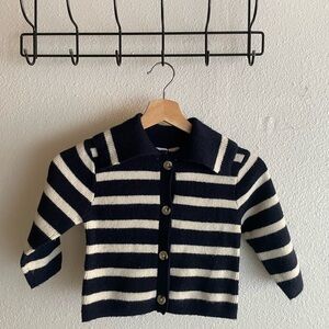 Zara Navy and White Striped Kids Cardigan